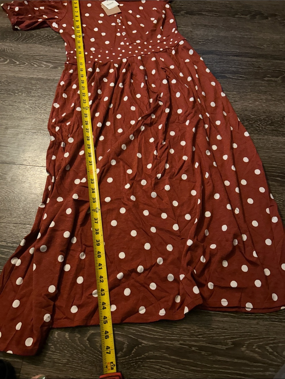 Boden Amber Pleat Jersey Midi Dress Burnt Orange Polka Dot Size 6 NWT - Picture 8 of 9